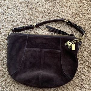 Authentic suede coach shoulder bag